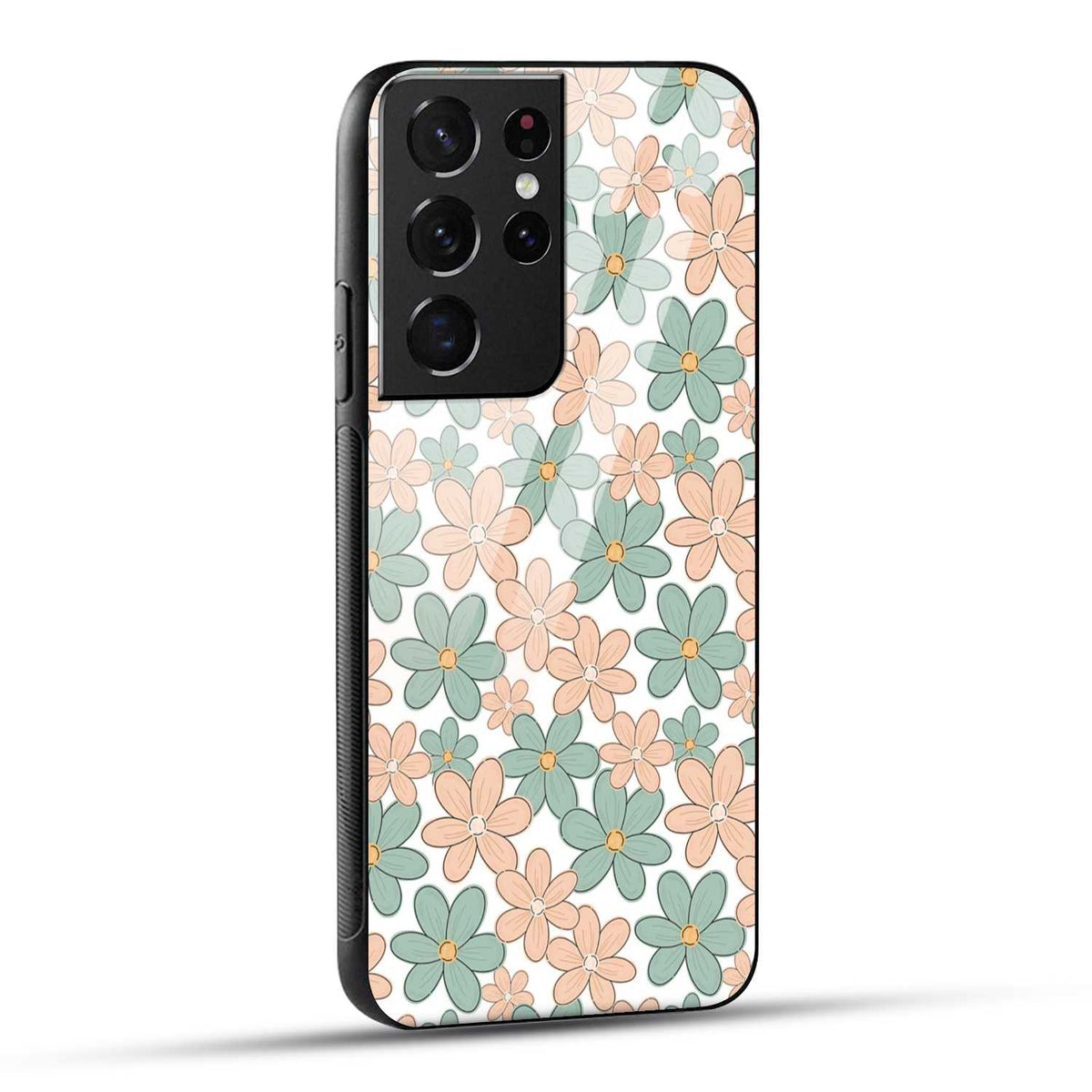 Samsung Galaxy S21 Ultra 5G Back Cover Aesthetic Flowers Printed Glass Case