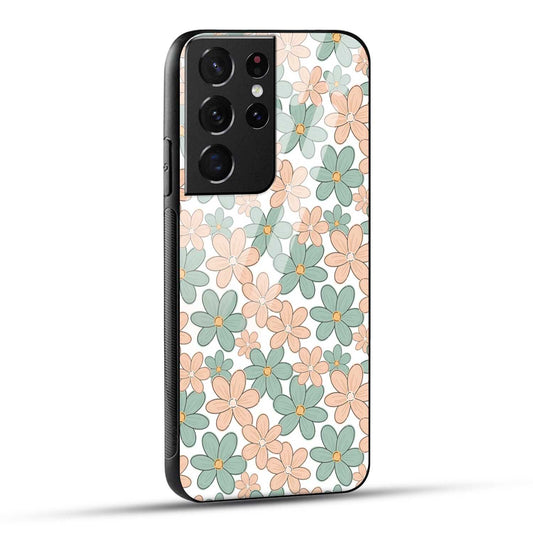 Samsung Galaxy S21 Ultra 5G Back Cover Aesthetic Flowers Printed Glass Case