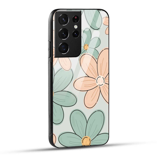 Samsung Galaxy S21 Ultra 5G Back Cover Aesthetic Flower Printed Glass Case
