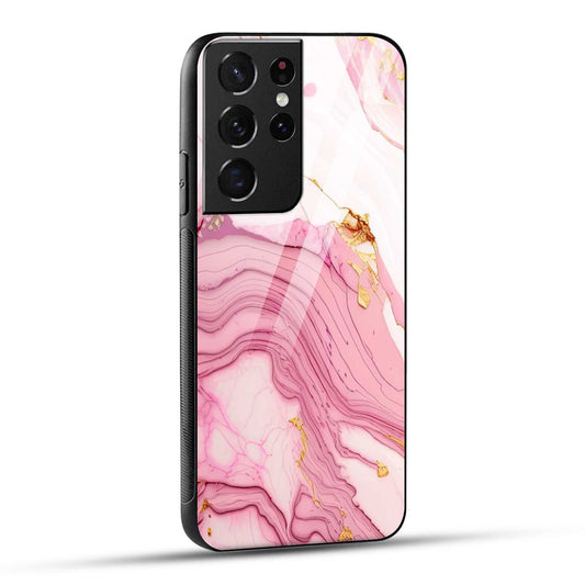 Samsung Galaxy S21 Ultra 5G Back Cover Pink Marble Printed Glass Case