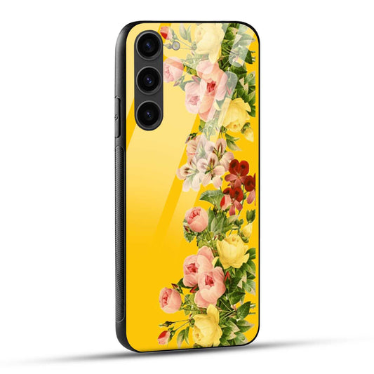 Samsung Galaxy S23 5G Back Cover Yellow Flowers Printed Glass Case