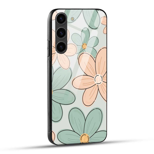 Samsung Galaxy S23 Plus 5G Back Cover Aesthetic Flower Printed Glass Case