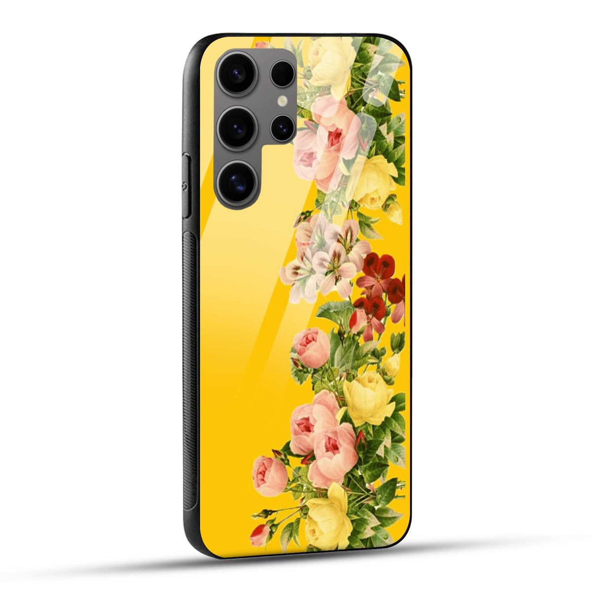 Samsung Galaxy S24 Ultra 5G Back Cover Yellow Flowers Printed Glass Case