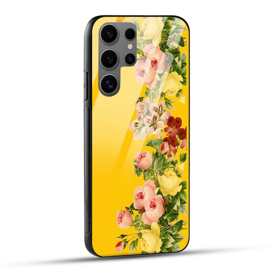 Samsung Galaxy S24 Ultra 5G Back Cover Yellow Flowers Printed Glass Case