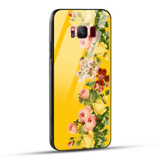 Samsung Galaxy S8 Back Cover Yellow Flowers Printed Glass Case