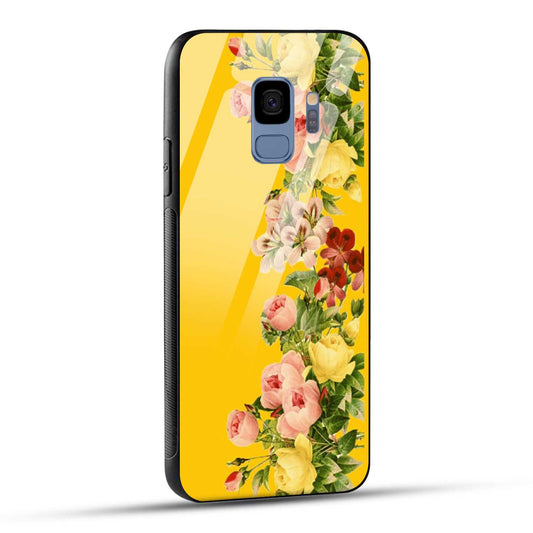 Samsung Galaxy S9 Back Cover Yellow Flowers Printed Glass Case