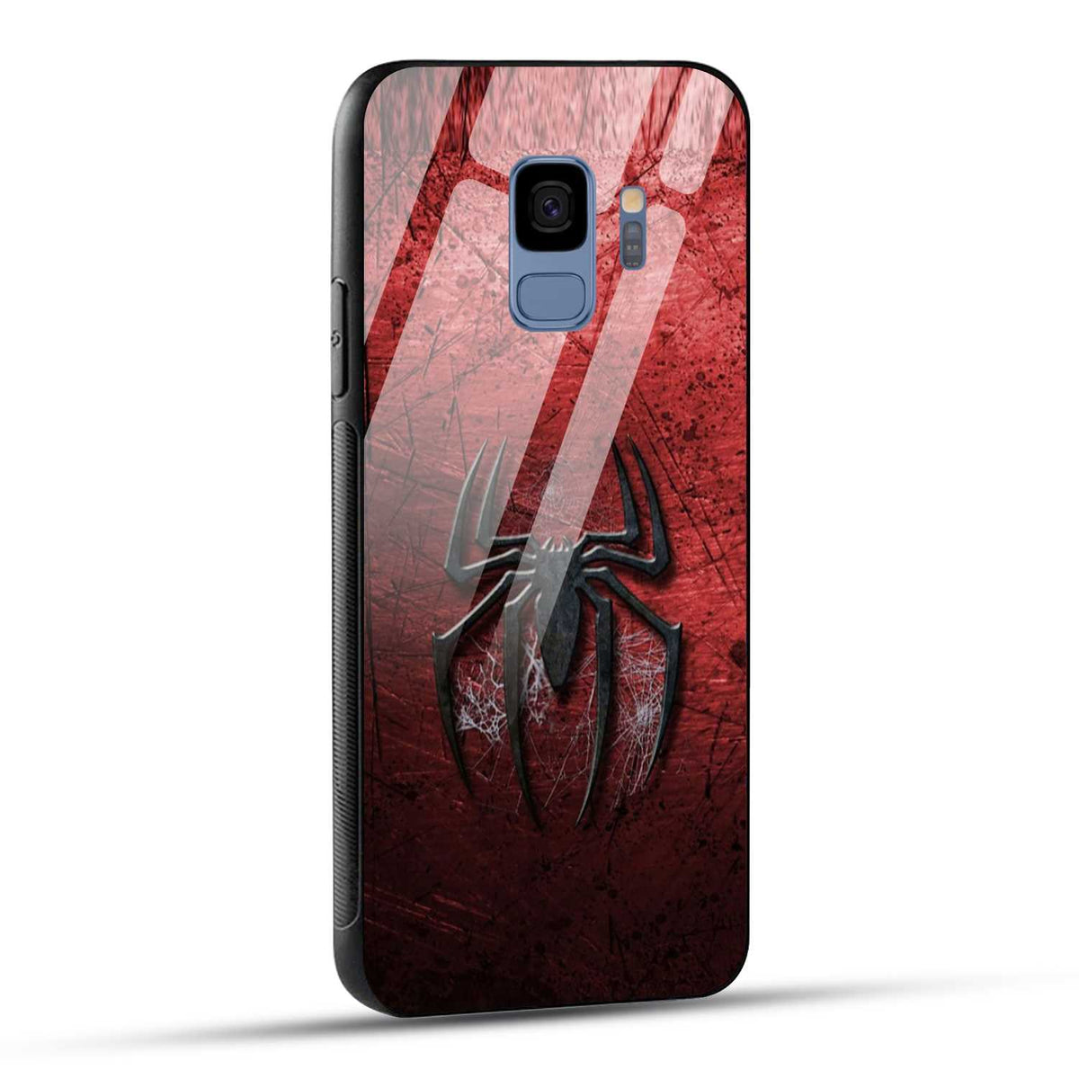 Samsung Galaxy S9 Back Cover Red Spider Printed Glass Case