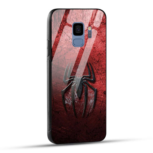 Samsung Galaxy S9 Back Cover Red Spider Printed Glass Case
