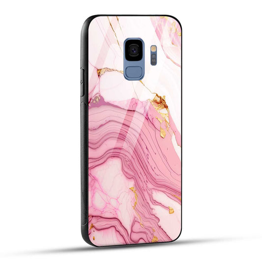 Samsung Galaxy S9 Back Cover Pink Marble Printed Glass Case