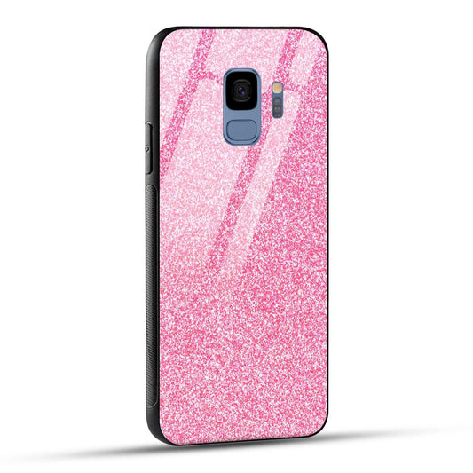 Samsung Galaxy S9 Back Cover Pink Glitter Printed Glass Case