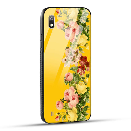 Samsung Galaxy A10 Back Cover Yellow Flowers Printed Glass Case