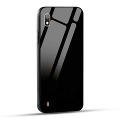 Samsung Galaxy A10 Back Cover Solid Black Printed Glass Case