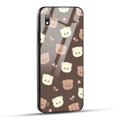 Samsung Galaxy A10 Back Cover Brown Illustration Cute Bear Pattern Printed Glass Case