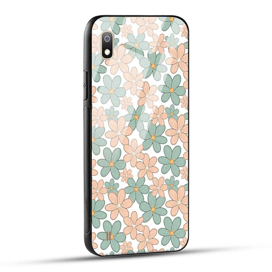 Samsung Galaxy A10 Back Cover Aesthetic Flowers Printed Glass Case