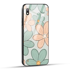 Samsung Galaxy A10 Back Cover Aesthetic Flower Printed Glass Case