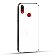Samsung Galaxy A10s Back Cover Plain White Printed Glass Case