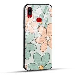 Samsung Galaxy A10s Back Cover Aesthetic Flower Printed Glass Case