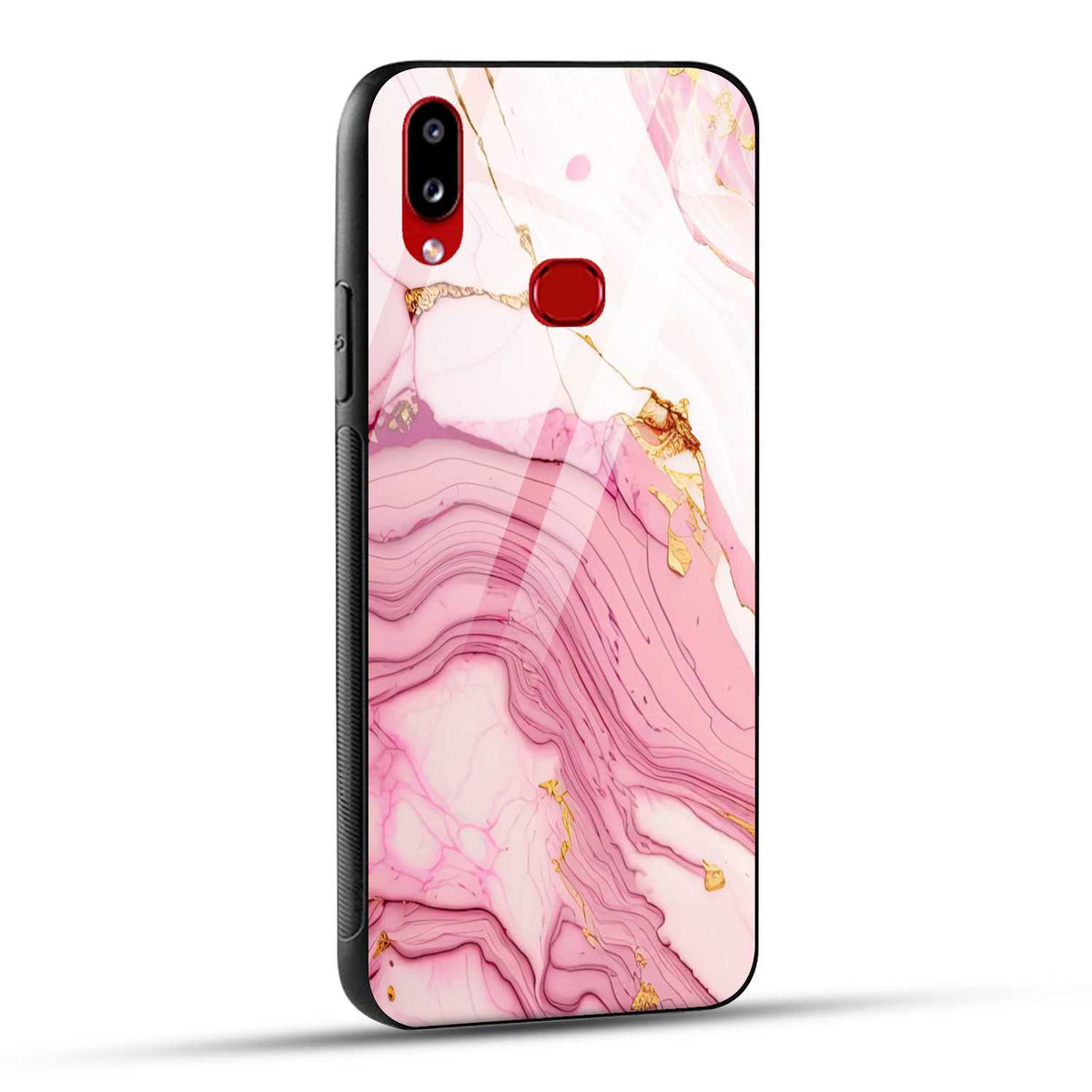 Samsung Galaxy A10s Back Cover Pink Marble Printed Glass Case