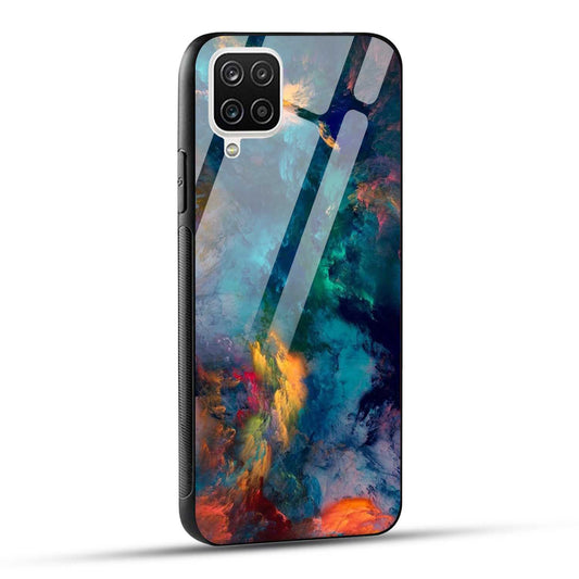 Samsung Galaxy A12 Back Cover Abstract Color Printed Glass Case