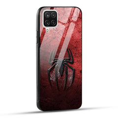 Samsung Galaxy A12 Back Cover Red Spider Printed Glass Case