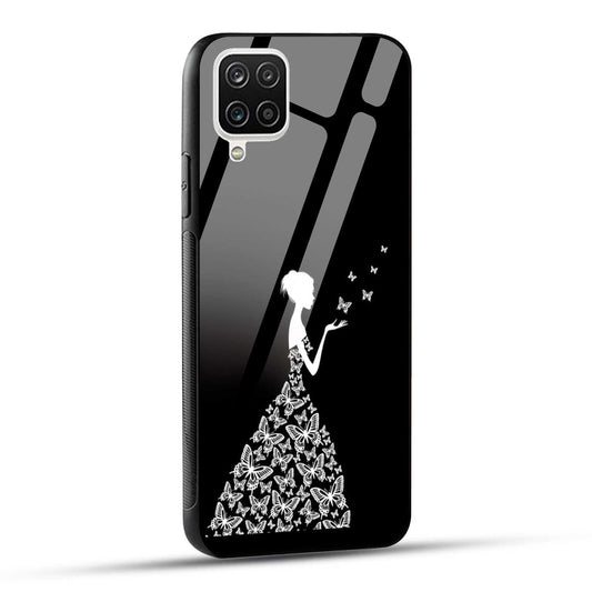 Samsung Galaxy A12 Back Cover Butterfly Girl Printed Glass Case