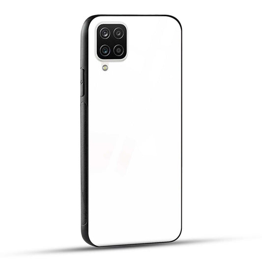 Samsung Galaxy A12 Back Cover Plain White Printed Glass Case