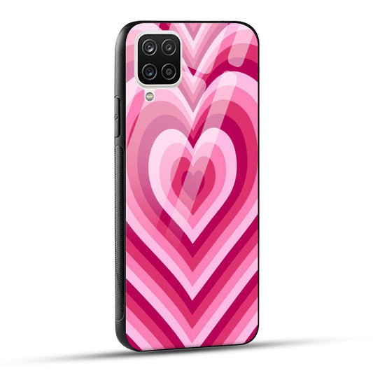 Samsung Galaxy A12 Back Cover Love Hearts Printed Glass Case