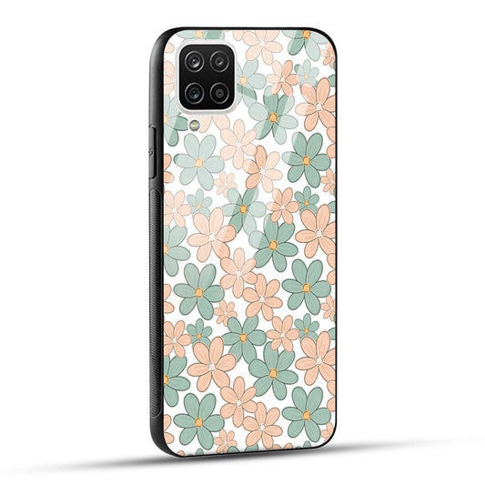 Samsung Galaxy A12 Back Cover Aesthetic Flowers Printed Glass Case