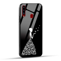 Samsung Galaxy A20s Back Cover Butterfly Girl Printed Glass Case