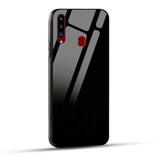 Samsung Galaxy A20s Back Cover Solid Black Printed Glass Case