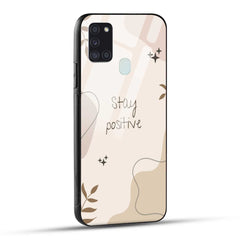 Samsung Galaxy A21s Back Cover Cream Beige Aesthetic Printed Glass Case