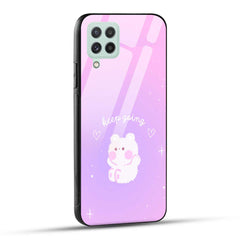 Samsung Galaxy A22 4G Back Cover Pink Purple Gradient Aesthetic Motivational Printed Glass Case