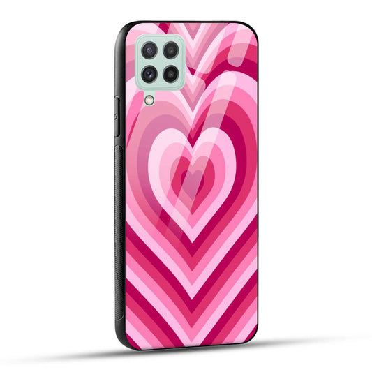 Samsung Galaxy A22 4G Back Cover Love Hearts Printed Glass Case