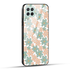 Samsung Galaxy A22 4G Back Cover Aesthetic Flowers Printed Glass Case
