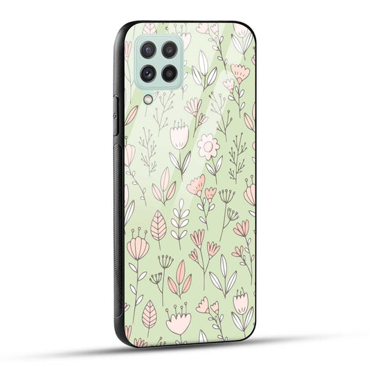 Samsung Galaxy A22 4G Back Cover Flower Art Printed Glass Case