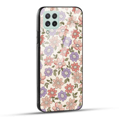 Samsung Galaxy A22 4G Back Cover Flowers In Retro  Printed Glass Case