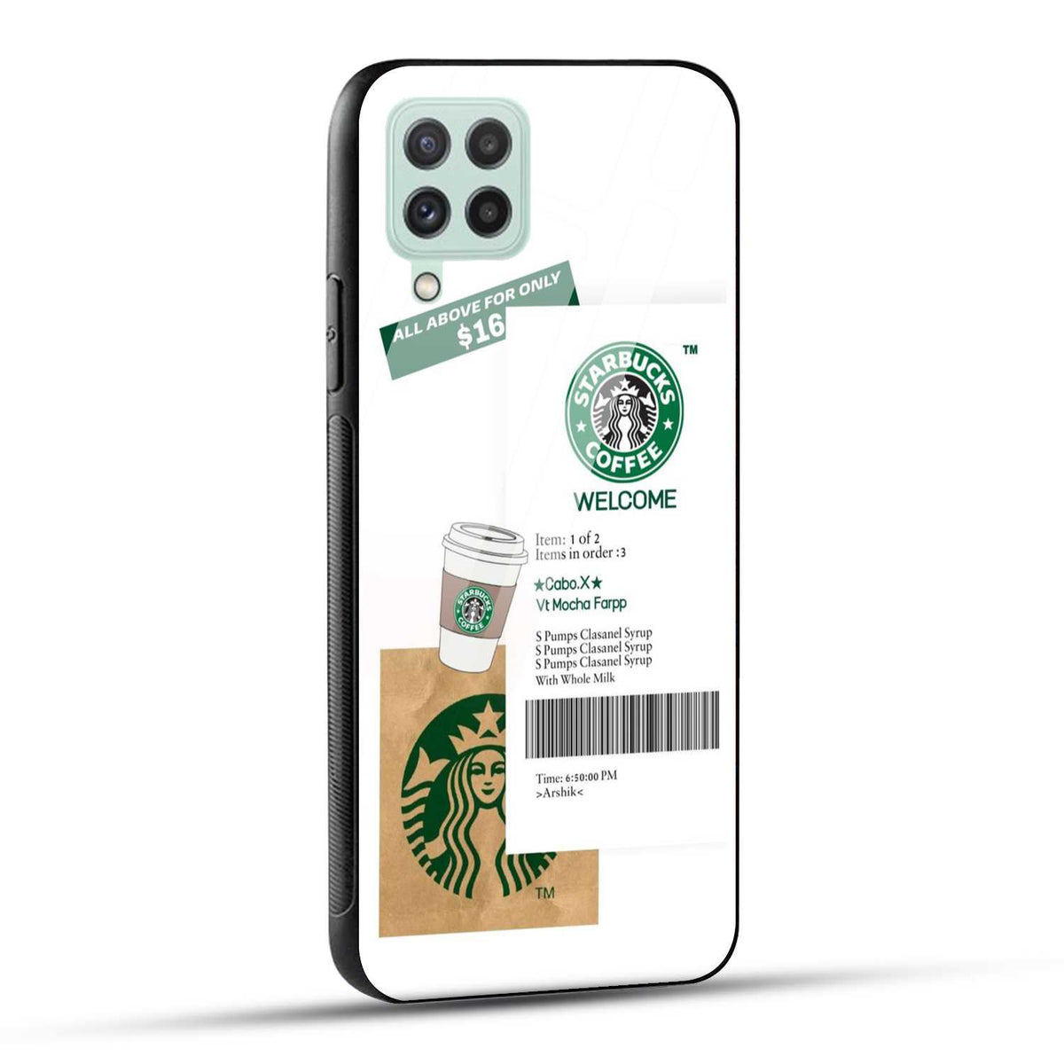Samsung Galaxy A22 4G Starbucks Coffee Printed Glass Case