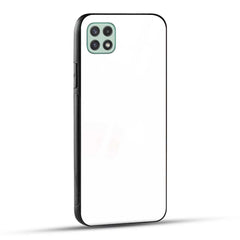 Samsung Galaxy A22 5G Back Cover Plain White Printed Glass Case