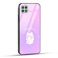 Samsung Galaxy A22 5G Back Cover Pink Purple Gradient Aesthetic Motivational Printed Glass Case