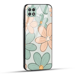 Samsung Galaxy A22 5G Back Cover Aesthetic Flower Printed Glass Case