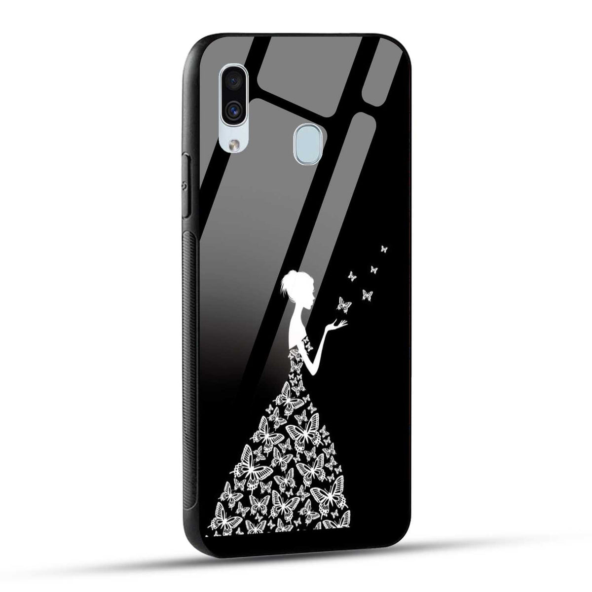 Samsung Galaxy A30 Back Cover Butterfly Girl Printed Glass Case
