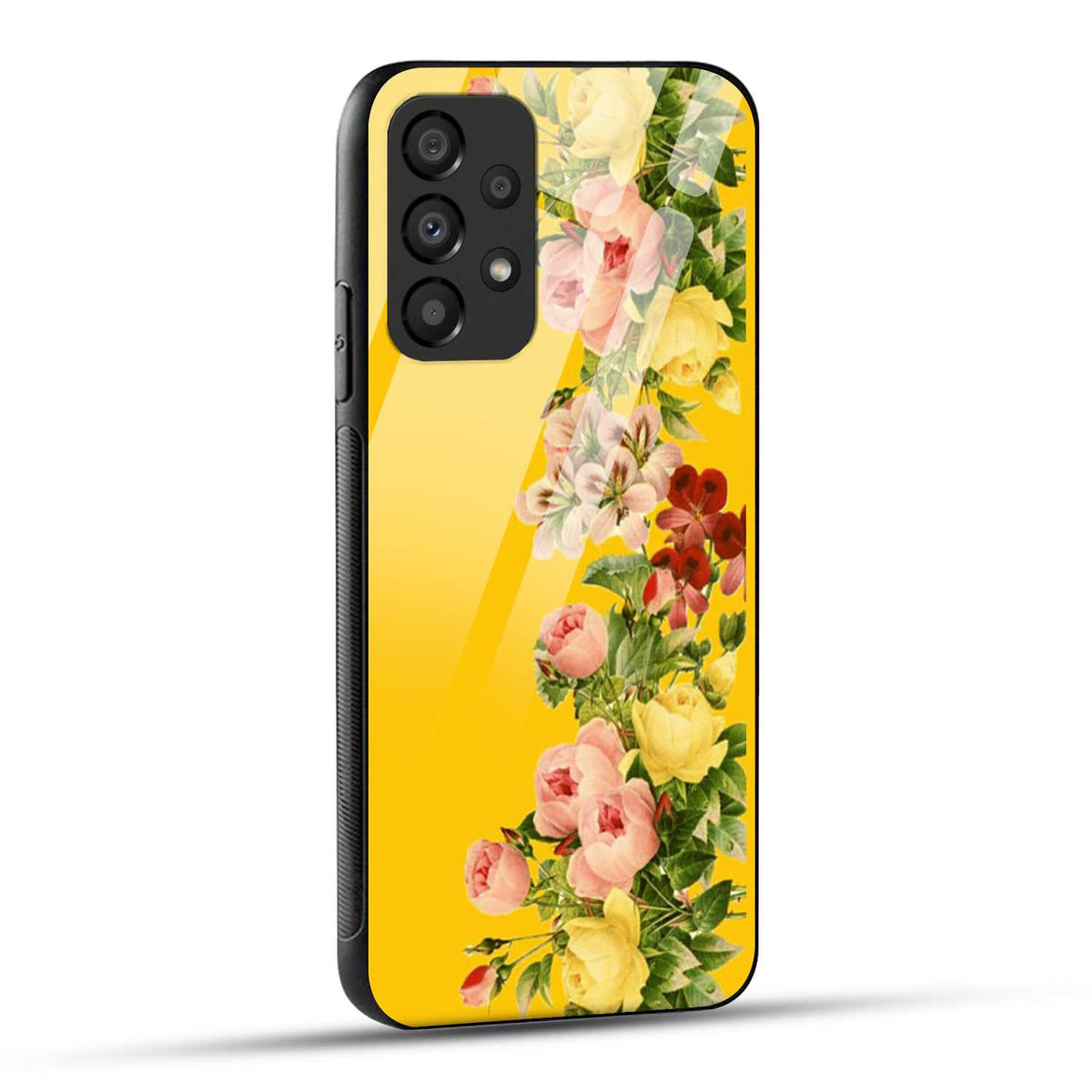 Samsung Galaxy A73 5G Back Cover Yellow Flowers Printed Glass Case