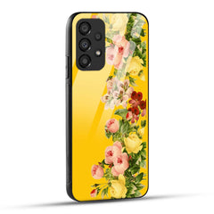 Samsung Galaxy A73 5G Back Cover Yellow Flowers Printed Glass Case