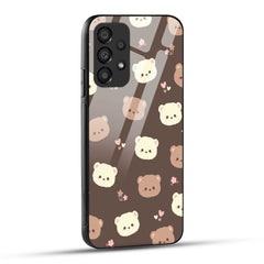 Samsung Galaxy A33 5G Back Cover Brown Illustration Cute Bear Pattern Printed Glass Case