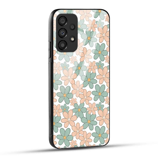 Samsung Galaxy A23 Back Cover Aesthetic Flowers Printed Glass Case