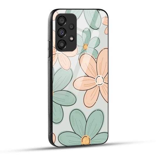 Samsung Galaxy A23 Back Cover Aesthetic Flower Printed Glass Case