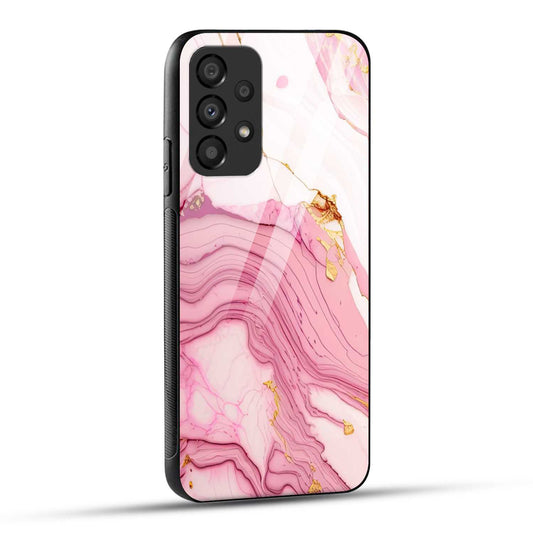Samsung Galaxy A23 Back Cover Pink Marble Printed Glass Case