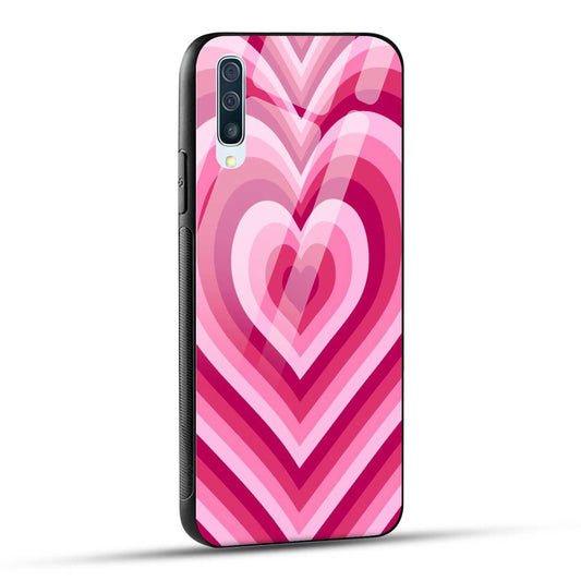 Samsung Galaxy A50 Back Cover Love Hearts Printed Glass Case