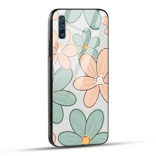 Samsung Galaxy A50 Back Cover Aesthetic Flower Printed Glass Case