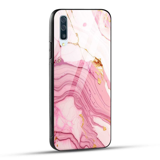Samsung Galaxy A50 Back Cover Pink Marble Printed Glass Case